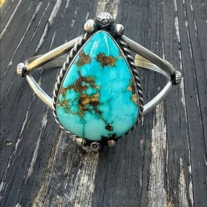 Navajo Augustine Largo Sonoran Turquoise & Sterling Silver Cuff